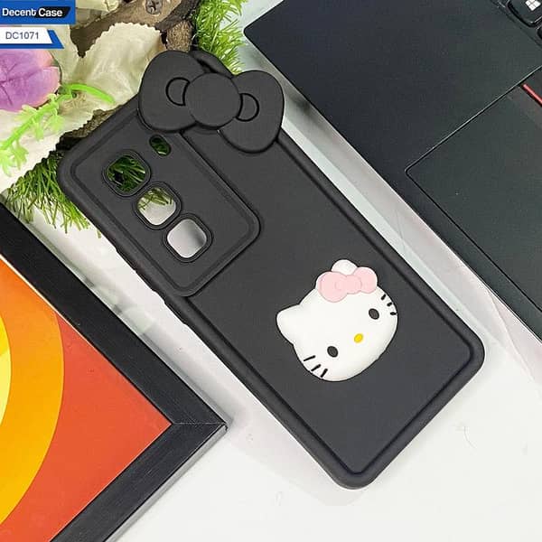 Infinix Hot 50 Pro Plus Cute 3D Cartoon Back Case - Stylish Black Cover for Girls