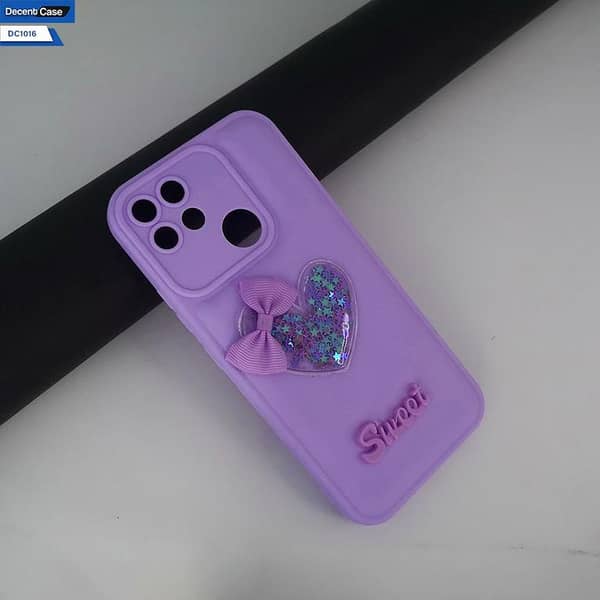 Soft Silicone Case for Realme C25s with 3D Love Heart and Moving Glitter Stars