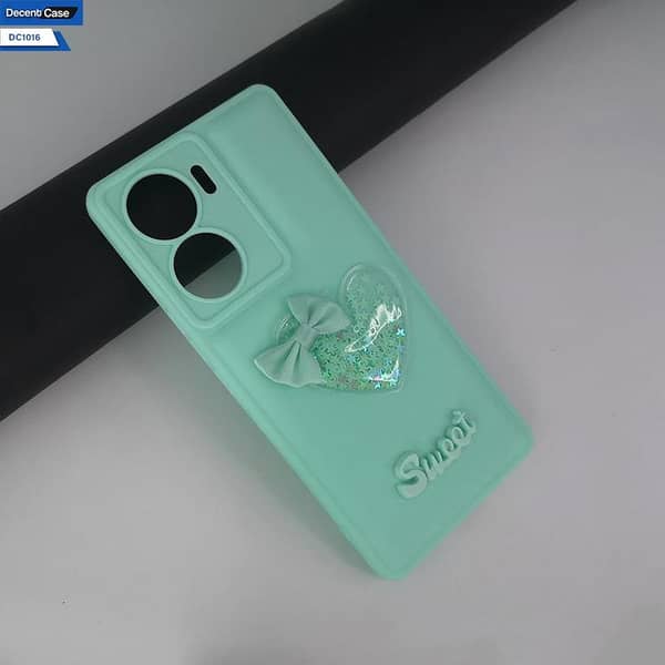 Vivo V29e 3D Love Heart Case with Glittering Stars and Bow - Trendy Soft Silicone Cover