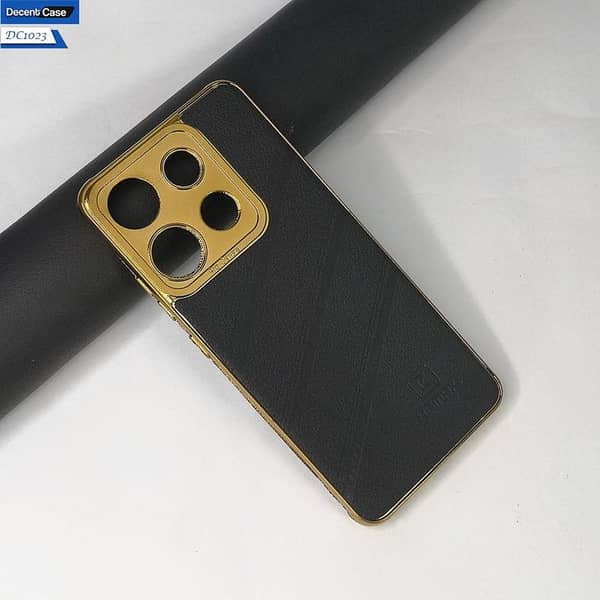 Leather Shockproof Case for Infinix Smart 7 Plus with Golden Edge