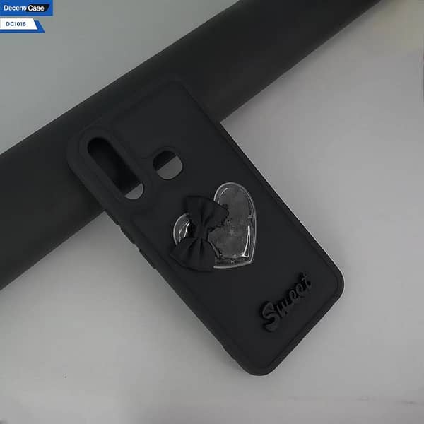 Soft Silicone Case for Vivo Y15 with 3D Love Heart and Moving Shiny Stars Glitter