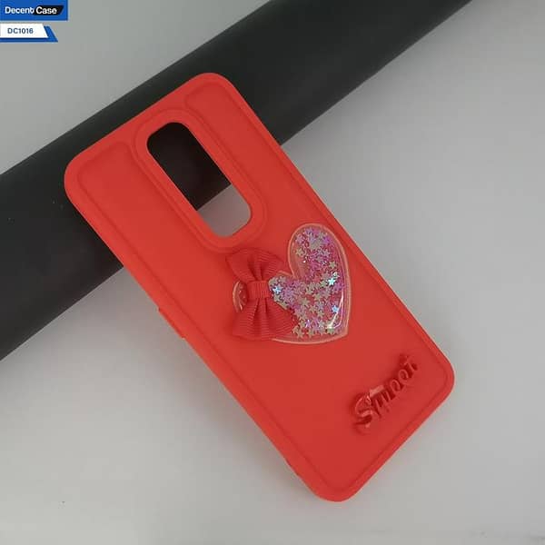 Oppo A9 2020 Soft Silicon Case with 3D Love Heart and Moving Glitter Stars