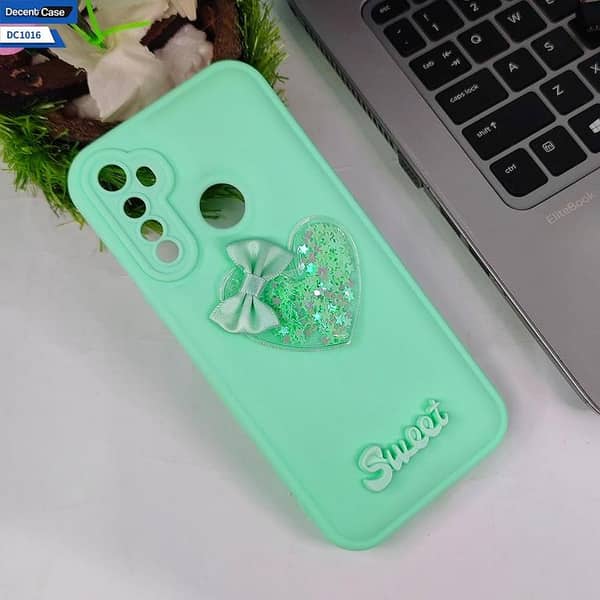 Light Green Soft Case for Realme 5i Featuring 3D Love Heart Design