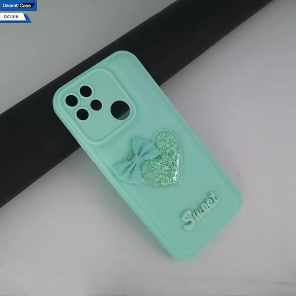 Realme C25s Soft Silicone Case with 3D Love Heart and Moving Shiny Stars Glitter