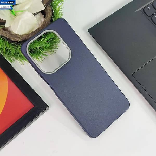 Infinix Smart 8 Plus Case - Blue Leather Cover with Metal Camera Ring Protection