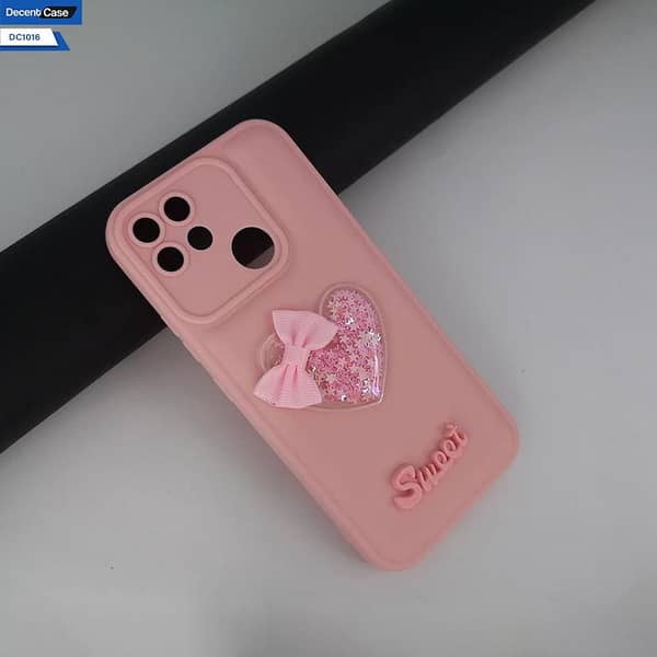 Realme C25 Soft Silicone Case with 3D Love Heart and Moving Glittering Stars and Bow