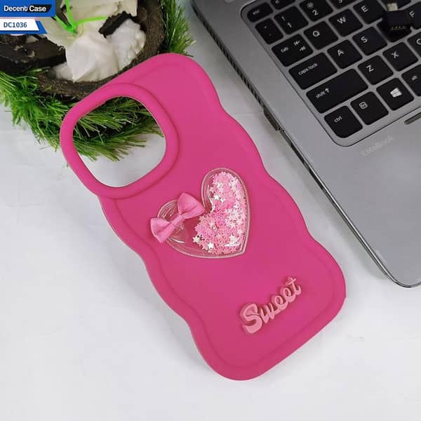 Rose Red 3D Love Heart Samsung Galaxy A35 Cover with Moving Glitter and Candy Color Bow