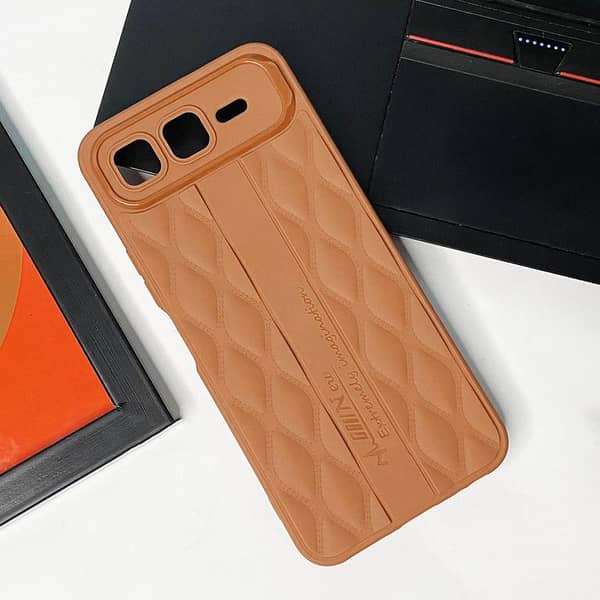 Brown Diamond Cut Pattern Phone Case for Infinix Smart 10 Plus with Camera Protection