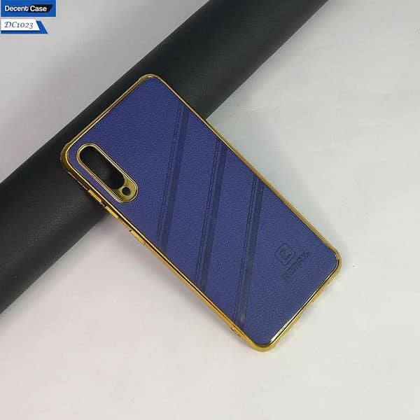 Samsung Galaxy A50s Leather Shockproof Case with Golden Edge