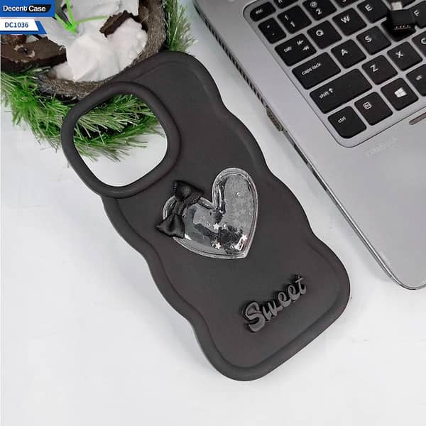 3D Love Heart Moving Stars Glitter Galaxy A35 Soft Silicone Case in Black with Bow for Girls