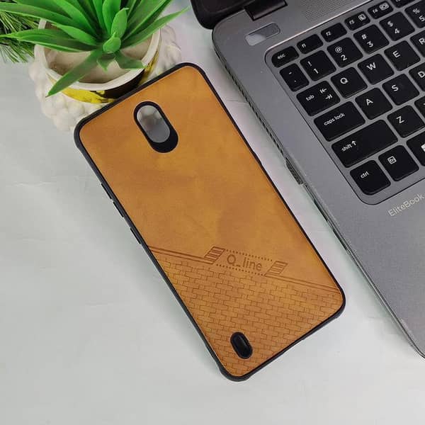 Nokia C2 Leather-Like Shockproof Case with Soft Edges