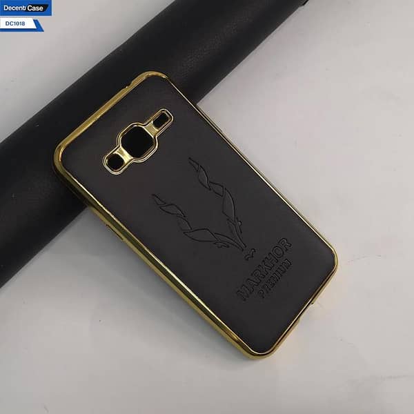 Markhor Series Leather Case for Samsung Galaxy J3 2016 - Black with Gold Edges