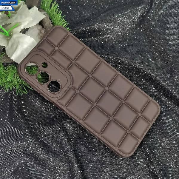 Samsung Galaxy A16 Dark Brown Soft Silicone Case with Cube Puffer Design and Camera Protection