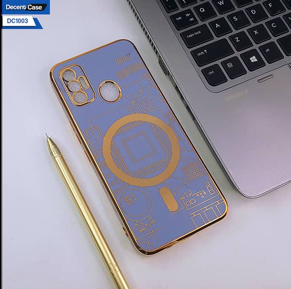 Fashion Circuit Diagram Design Case for Tecno Spark 7 - Golden Cover