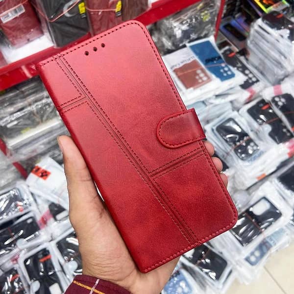 Red Leather Megantic Flip Book Cover for Google Pixel 8 Pro with Card Holding Option