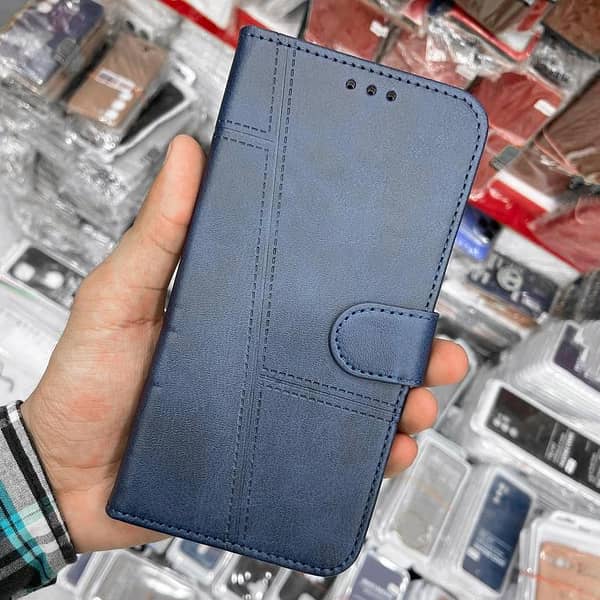 Blue Megantic Flip Book Cover for OnePlus 9 with Card Holder in High-Quality Leather