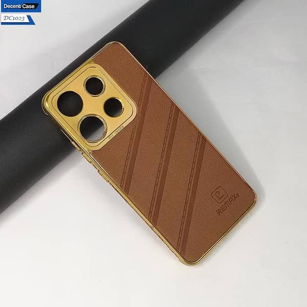 Leather Shockproof Case with Golden Edge for Infinix Smart 7 Plus and Other Models