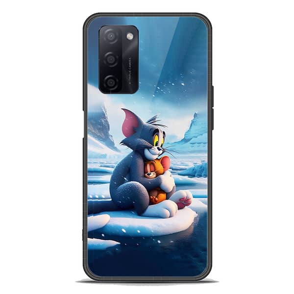 Premium Printed Glass Phone Case with Soft Border for Oppo A55 5G