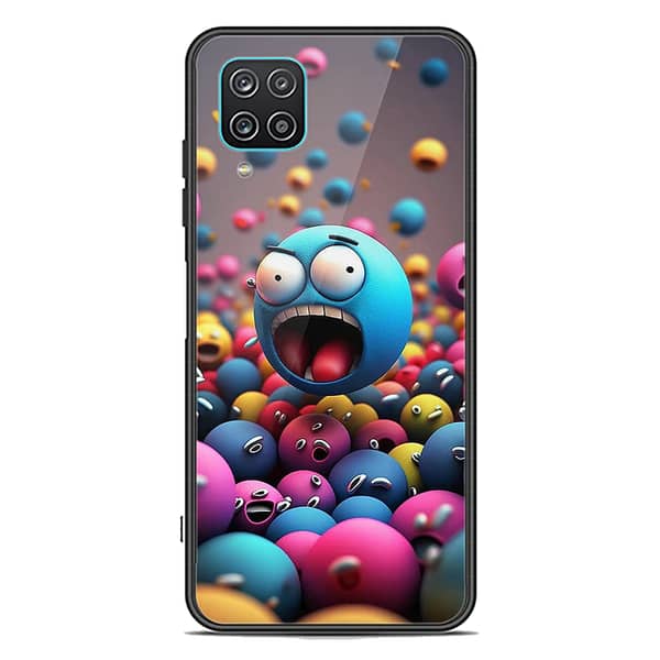 Premium Printed Glass Soft Bumper Shock Proof Case for Samsung Galaxy A12 Nacho