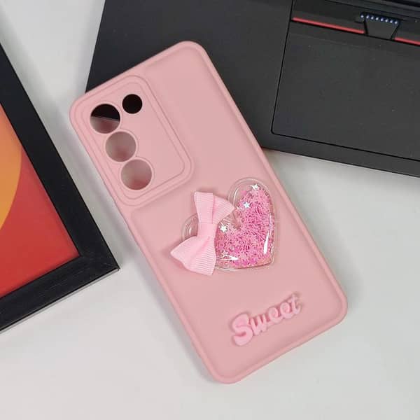 Pink 3D Love Heart Soft Case for Vivo Y100 4G - Sweet Girls Cover