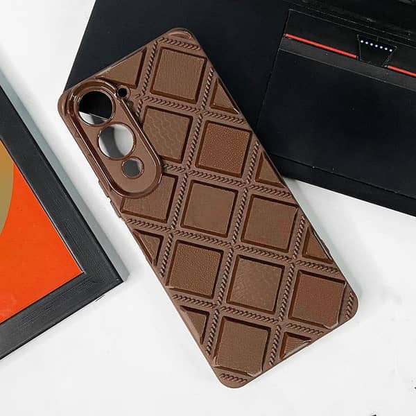 Brown Vivo Y04 Phone Case with 3D Diamond Cut Pattern and Camera Protection