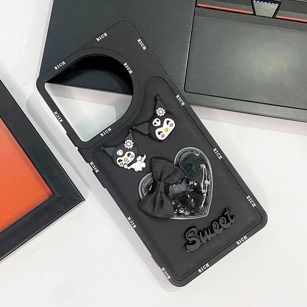 Soft Black Case with 3D Bow for Tecno Camon 30 - Sweet Girls Design