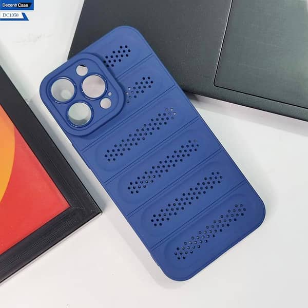 Blue Soft Case for iPhone 14 Pro Max - Trendy Mesh Grid Design