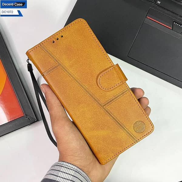 Realme C63 Flip Book Cover in Light Brown - Premium Leather Design with Card Holder