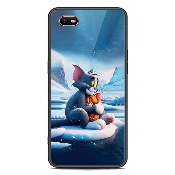 Premium Printed Glass Phone Case with Soft Border for Oppo A1k