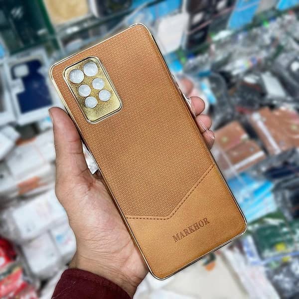 Brown Classic Leather Texture Cover for Infinix Note 10 with Golden Edge