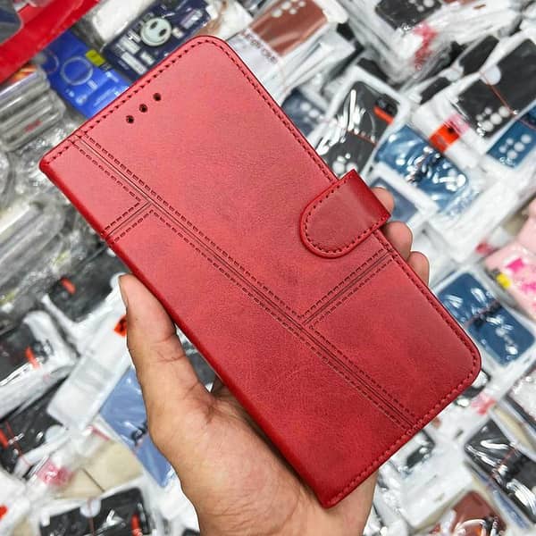 Red Flip Cover for Samsung Galaxy M13 5G – Premium PU Leather with Card Holder Functionality