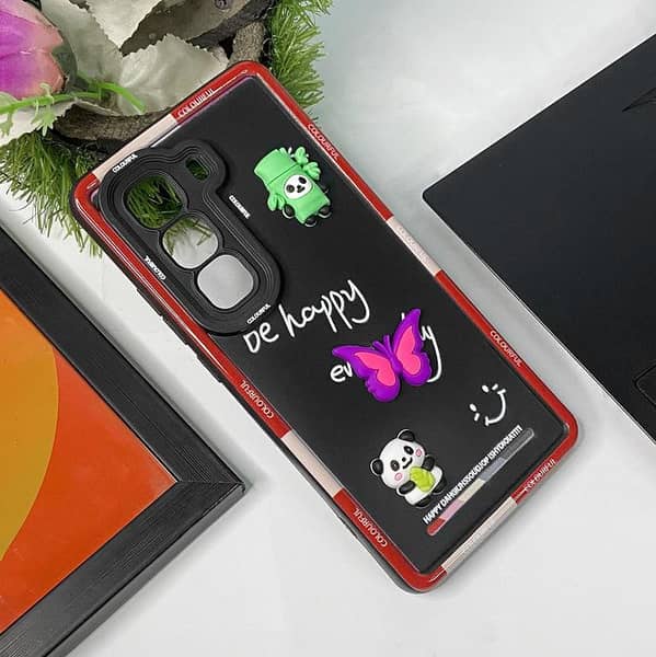 Infinix Hot 50 Pro Plus Pink Cartoon Case with Camera Protection