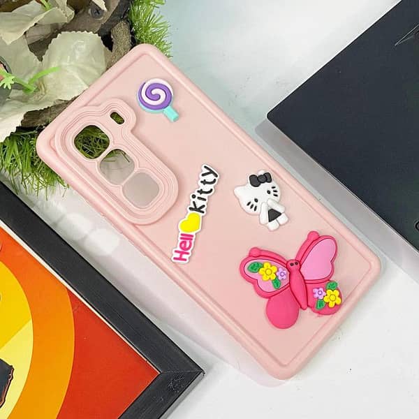 3D Butterfly Case for Hot 50 Pro Plus - Rose Red Cover for Girls