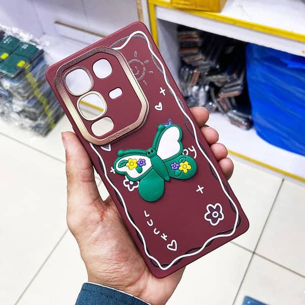 Red 3D Butterfly Case for Infinix Note 50 - Cute Cover for Girls