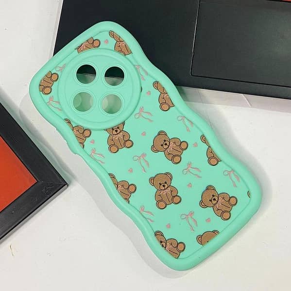 Tecno Spark 30 Floral Printed Green Soft Silicone Back Cover for Girls