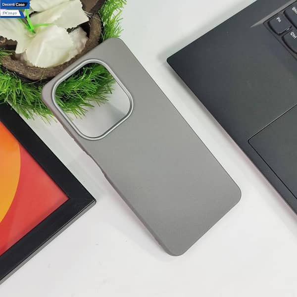 Tecno Pop 8 Gray Leather Soft Case with Metal Camera Ring Protection