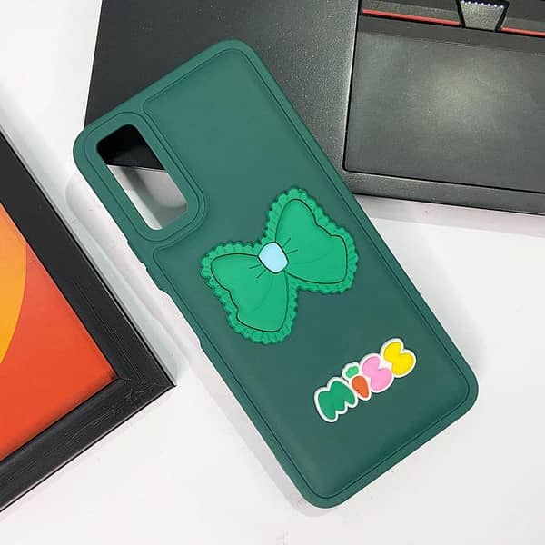 Vivo Y20 Soft Silicone Case with 3D Love Heart & Bow Design for Girls