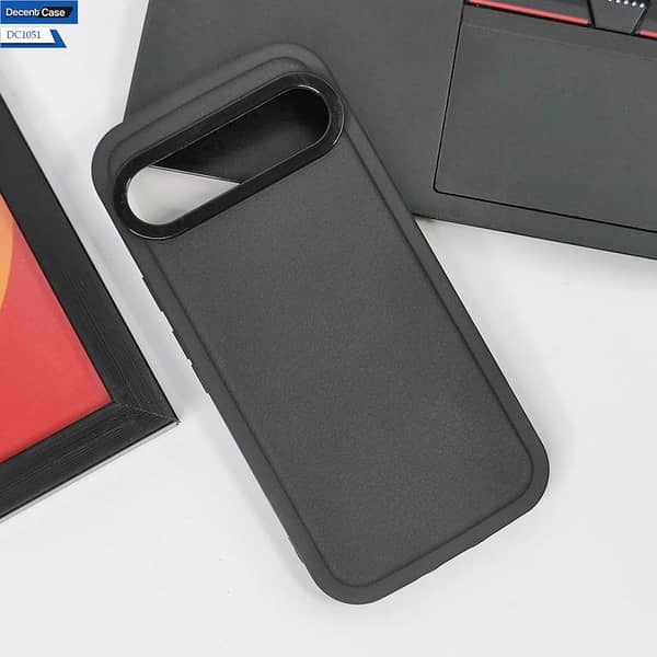 Black Cover for Google Pixel 9 Pro - New Premium Leather Texture Case with Soft Borders