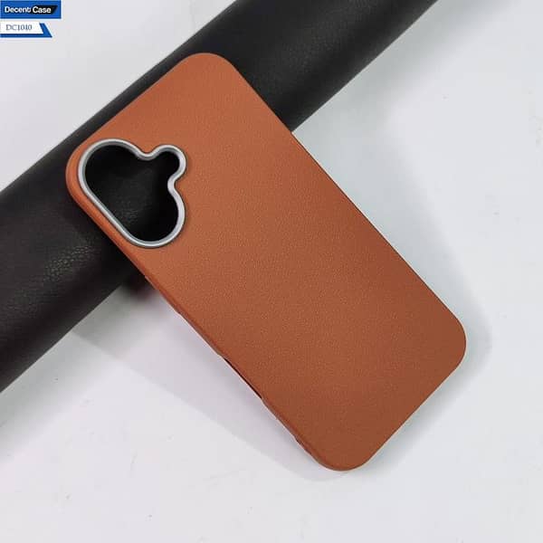 Brown Premium Quality iPhone 16 Cover with Metal Camera Ring