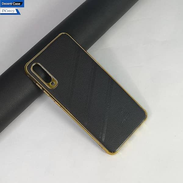 Leather Shockproof Case with Golden Edge for Samsung Galaxy A50, A50s, and A30s