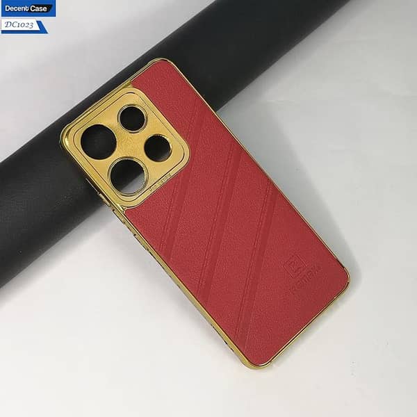 Tecno Spark Go 2023 Leather Shockproof Case with Golden Edge