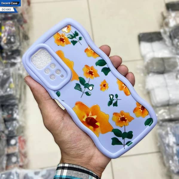 Blue Floral Print Soft Silicone Back Cover for Redmi Note 11S - Designed for Girls