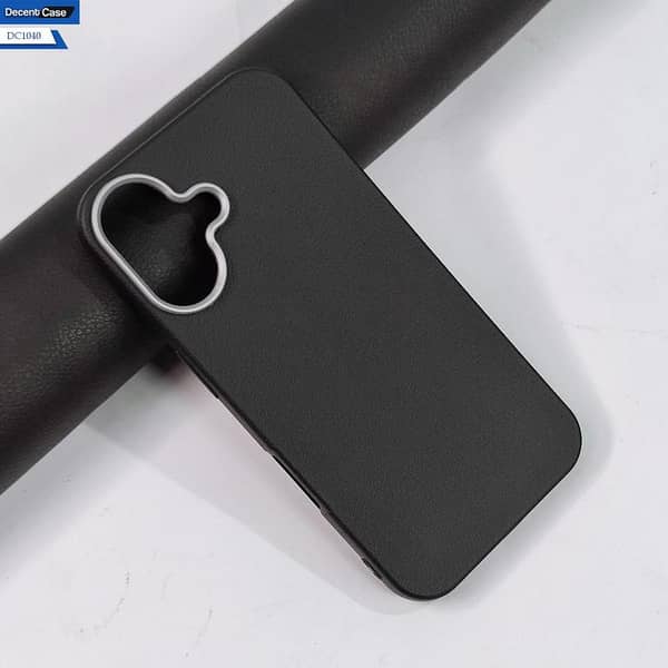 Premium Black Case with Metal Camera Ring for iPhone 16