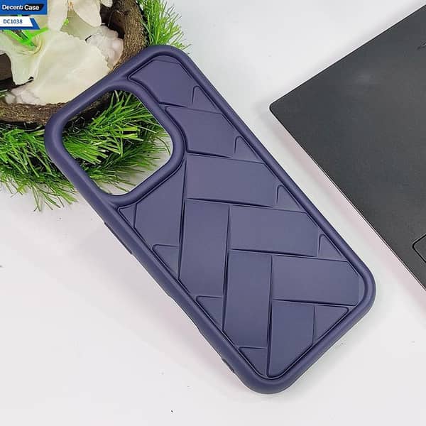 Purple Silicone Back Case for iPhone 14 Pro with Trendy Flex Waves Pattern