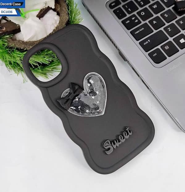 Black 3D Love Heart & Bow Soft Silicone Case for iPhone 11