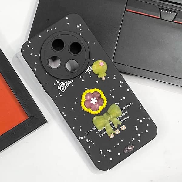 Black Flower Case for Girls - Tecno Spark 30C Cover