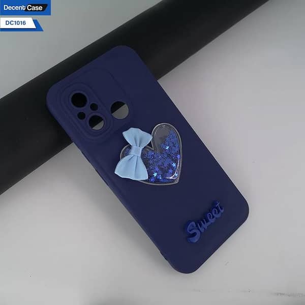 Xiaomi Poco C55 Soft Silicone Case with 3D Love Heart and Bow Design