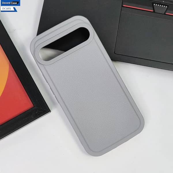 Gray Leather Texture Case for Google Pixel 9 with Soft Borders