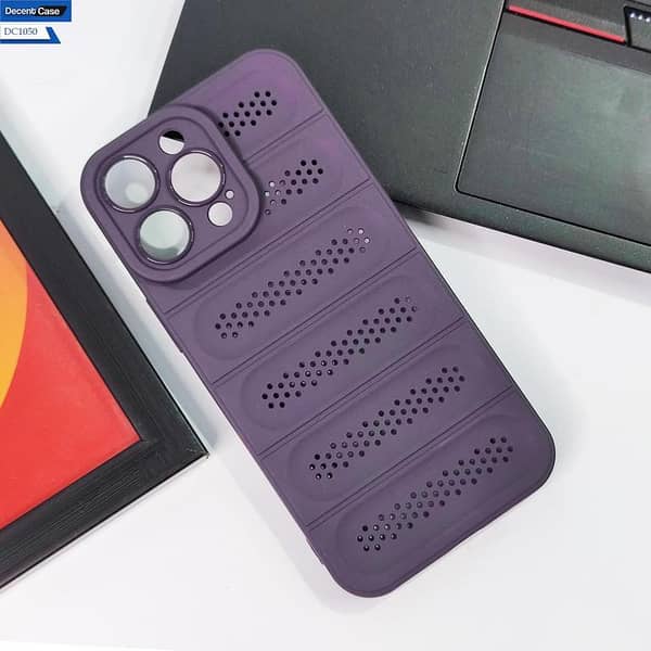 Purple Soft Case for iPhone 14 Pro Max with Breathable Mesh Grid Design