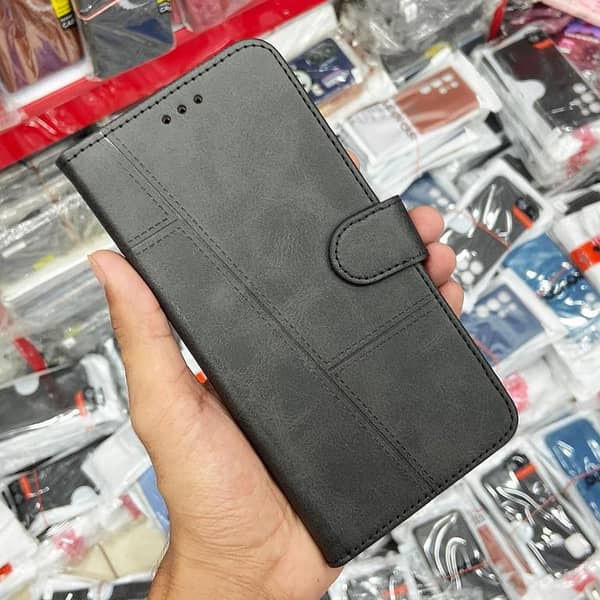 Infinix Hot 30 Flip Cover in Black - Premium PU Leather with Card Slots